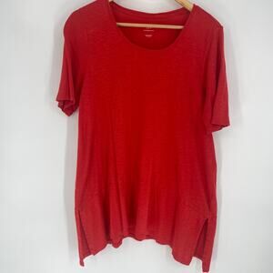 J. Jill Tunic Women’s Large Pima Cotton Red Dipped-Hem Classic Traditional